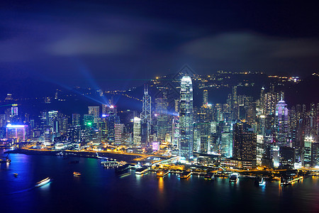 晚上在香港旅行摩天大楼市中心建筑地标景观金融城市建筑学旅游图片