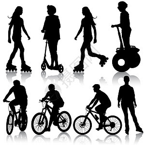 设置自行车手的轮廓 矢量图解运动员行动运动旅行男性休闲身体竞争活动速度图片