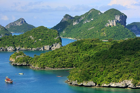 泰国昂忠国家海洋公园泰国天堂海滩热带森林旅行公园国家天线盐水海岸线图片