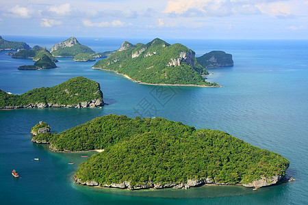 泰国昂忠国家海洋公园泰国天空海岸洞穴丛林热带旅行海岸线蓝色国家天线图片