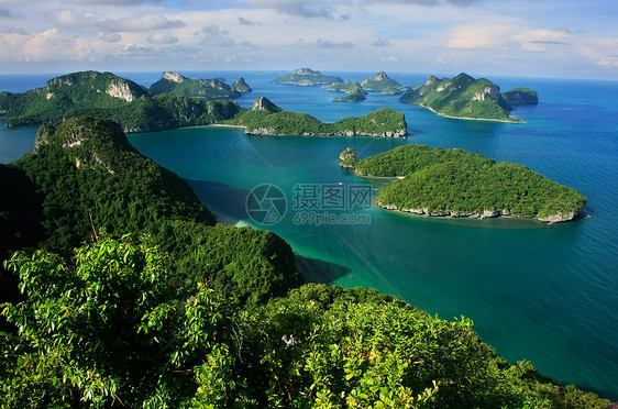 泰国昂忠国家海洋公园泰国海洋国家天线天堂洞穴热带森林海景海湾旅行图片