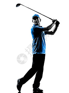 男子高尔夫球手打高尔夫球的剪影男性玩家成年人高尔夫阴影运动男人白色图片