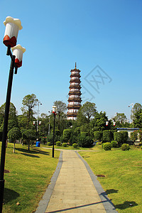 6个班尼扬树寺庙花塔旅行景观寺庙框架风景蓝色宝塔建筑学城市建筑图片