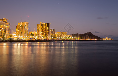 夏威夷的全景城市建筑物摩天大楼建筑景观市中心旅行公园海洋海岸线图片