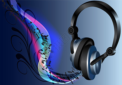 黑色音乐耳聋耳机机动性反射立体声电子音乐播放器收音机玩家插图扬声器背景图片