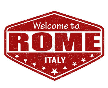 欢迎来到罗马邮票标签旅游营销插图国家假期打印季节首都旅行图片