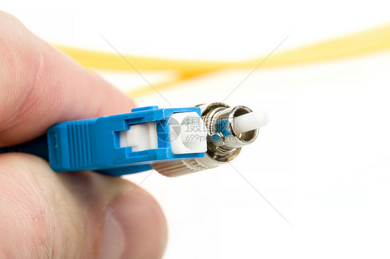 蓝光纤维光学SC 连接器和 FC 类型连接器交通硬件纤维网络服务互联网蓝色插头激光单模图片