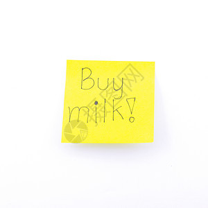 黄纸上买牛奶文字标签公告栏床单正方形夹子别针笔记备忘录贴纸记忆图片