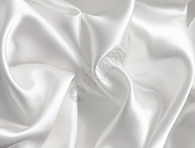 作为婚礼背景的平滑优雅白色丝绸投标纺织品材料海浪织物布料折痕曲线涟漪银色图片