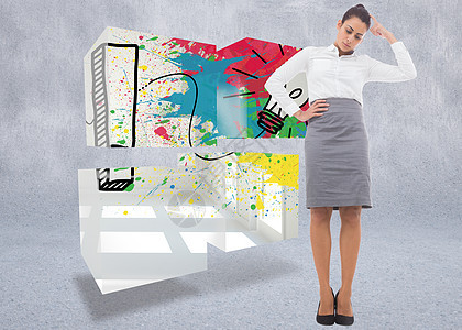 重点突出的女商务人士综合形象未来派商务女性思维人士职业展示女士计算机创新图片