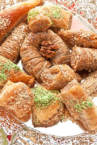土耳其语甜点异国盘子面包蜜饼美食情调糖果核桃糕点坚果图片