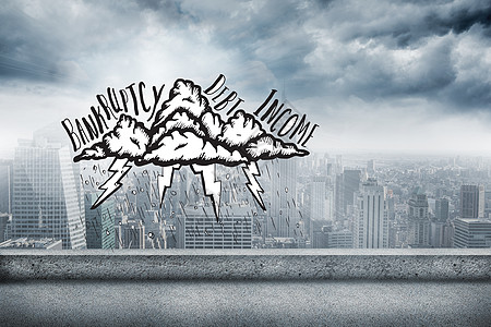 云涂鸦综合的破产图象 doodle计算机绘图多云建筑涂鸦债务城市景观闪电阳台背景