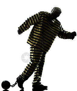 带铁链球环绕光影的罪犯戏服成人逃避犯罪白色越狱球链法律男人囚犯图片