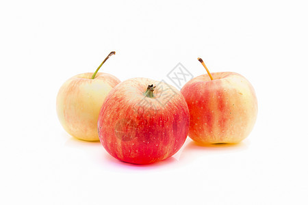 孤立的小红苹果和黄苹果尺码食物白色红色黄色水果背景图片