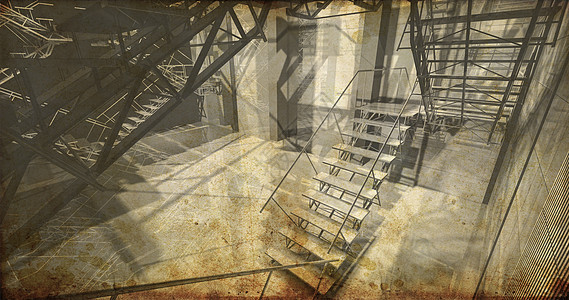 现代工业内地 楼梯 清洁的工业用空间实验室大厅诊所办公室隧道地面建筑紧迫感房间商业图片