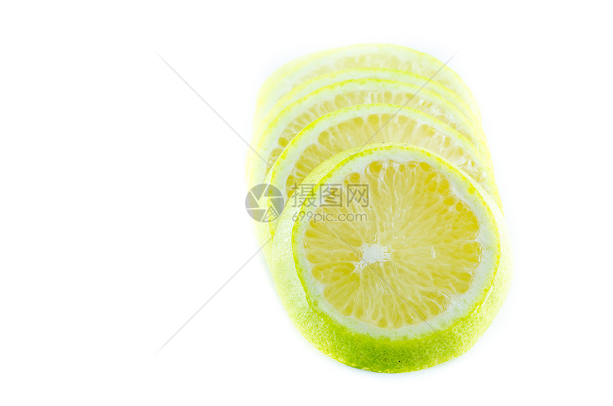 柠檬切片宏观水果绿色白色图片