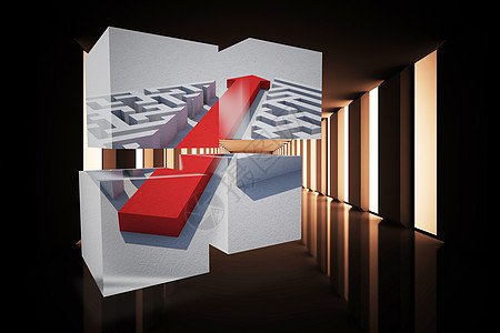 抽象屏幕上的箭头通过迷宫的复合图像绘图走廊计算机门厅数字大厅未来派展示图片