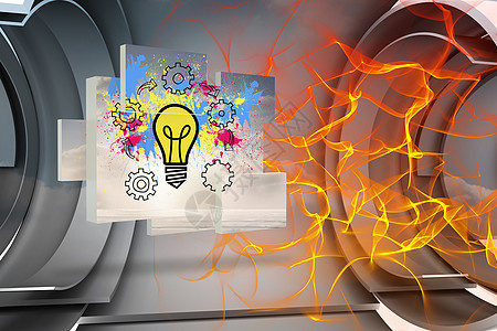 抽象屏幕上灯泡的复合图象绘图创新展示数字活力计算机图片