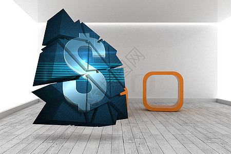 抽象屏幕上美元符号的复合图象橙子展示银行业未来派绘图阴影正方形计算机数字灰色图片