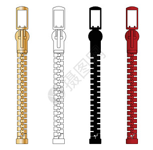 芝食者牙齿金属插图纺织品材料黑色拉链裁缝紧固件图片