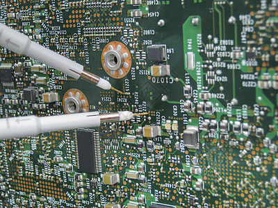 检查电路板的多米探测器测量工业电气电脑晶体管电阻器木板电路白色电子图片