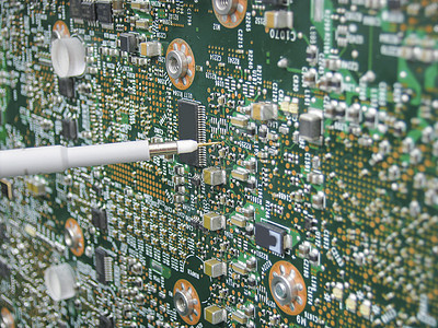 检查电路板的多米探测器诊断电子电路芯片测量木板电脑电气晶体管劳动图片