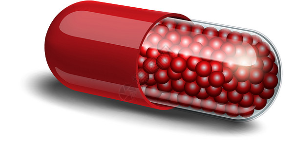 带有颗粒的医疗红色胶囊药片插图处方抗生素团体止痛药科学卫生剂量治愈图片