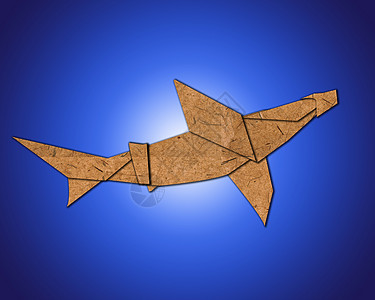 以纸制成的折合金鲨鱼危险折叠草地艺术折纸娱乐玩具手工爱好游戏图片