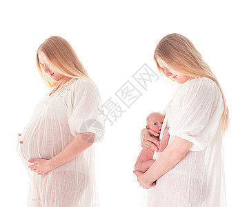 产前和产后 孕妇婴儿女性母亲金发女郎白色父母母性生活女士怀孕图片