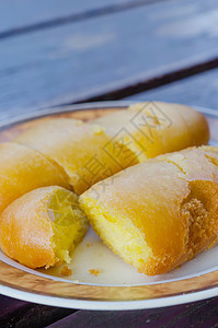 曼图盘子饺子食物油炸点心馒头小吃黄色美食图片
