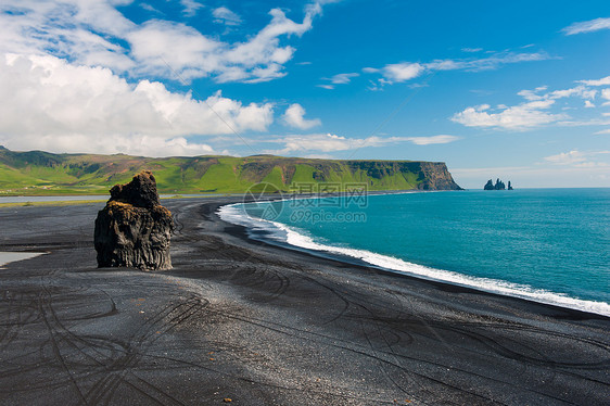 戴尔霍莱角支撑黑色作用海岸火山海滩海角海景爬坡岩石图片