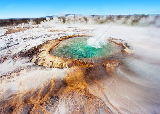 哈瓦韦利尔usa kgm水池矿物质喷泉火山高地山脉地热蒸汽沸腾图片