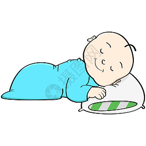 婴儿睡觉孩子绘画男生枕头小憩插图托儿所女孩婴儿床卡通片图片