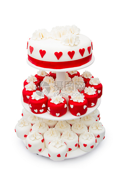 婚礼蛋糕派对甜点食物桌子装饰红色糖果雕像小雨粉色图片