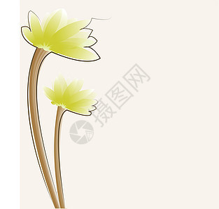 鲜花 矢量插图棕色花瓣水彩绿色黄色图片