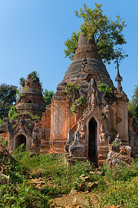 缅甸古老佛教寺庙的废墟吸引力镶嵌纪念碑宗教旅行历史佛教徒文化遗产宝塔图片