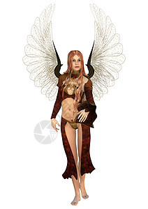 魔术仙女小精灵翅膀红色女孩魔法白色神话女性插图精灵图片