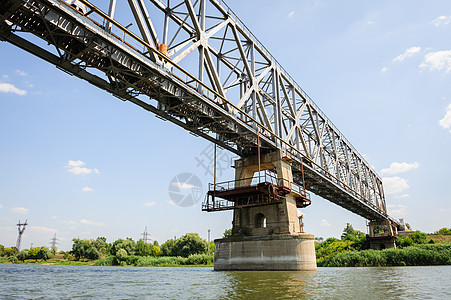 摩尔多瓦里布尼塔附近的德涅斯特河对面旧铁路桥图片