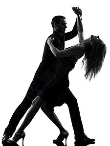 一对男男女女舞蹈舞者 萨尔萨摇滚摇篮舞厅探戈岩石成年人阴影夫妻白色背景图片