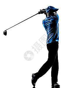 男子高尔夫球手打高尔夫球高尔夫挥杆剪影白色玩家男人成年人阴影运动男性图片