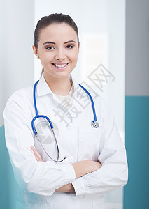 微笑女医生女性服务保健工作服医疗诊所医院职业医学女子图片