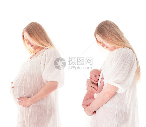 产前和产后 孕妇白色女士婴儿腹部生活母性金发女郎母亲女性怀孕图片