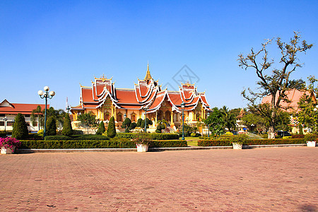 老挝佛教国家协会会堂 Vientiane遗产宗教旅游建筑国家信仰历史金子建筑学万象图片