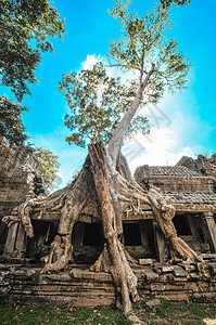 Angkor Wat综合体暹粒区古老的佛教赫默寺庙建筑学天空建筑历史高棉语文化废墟佛教徒热带旅行图片