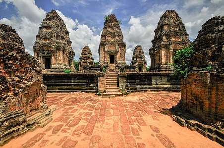 Angkor Wat综合体暹粒区古老的佛教赫默寺庙木头高棉语世界旅行热带石头寺庙废墟地标旅游图片