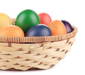 复活节鸡蛋和篮子的紧闭染料季节庆典时间生活糖果棕色甜点小吃季节性图片