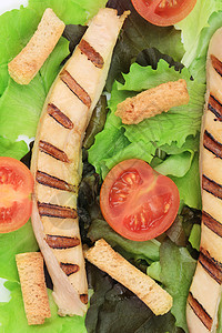 塞萨沙拉贴近点草药烹饪厨房绿色面包块停止者沙拉蔬菜产品午餐图片