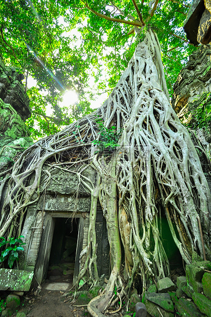 Angkor Wat综合体暹粒区古老的佛教赫默寺庙寺庙建筑学假期世界旅行热带蓝色佛教徒高棉语考古学图片