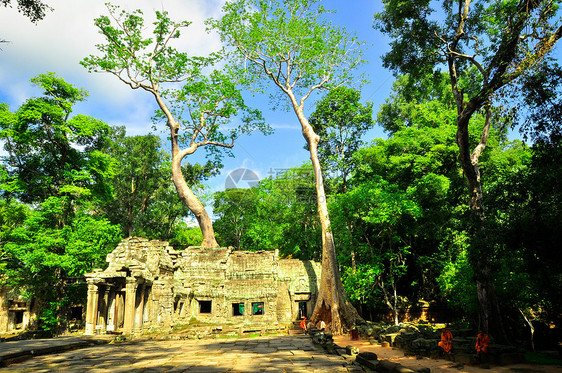 Angkor Wat综合体暹粒区古老的佛教赫默寺庙高棉语热带旅游地标文化考古学世界佛教徒建筑学历史性图片