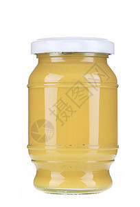玻璃罐芥末酱食物黄色白色瓶装小吃市场棕色宏观蔬菜美食图片